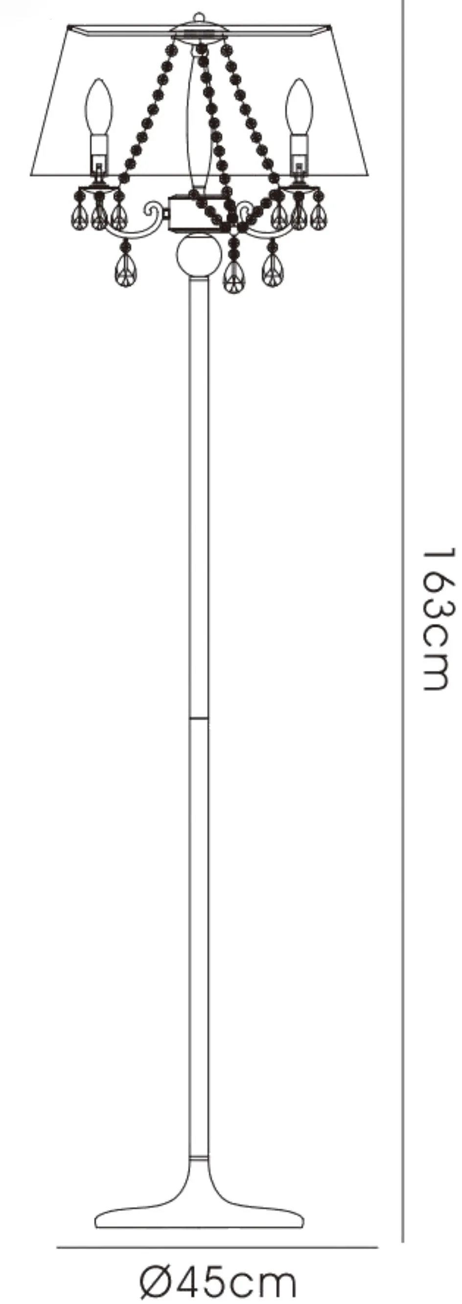IL30063/CR  Olivia Crystal 163cm Floor Lamp 3 Light